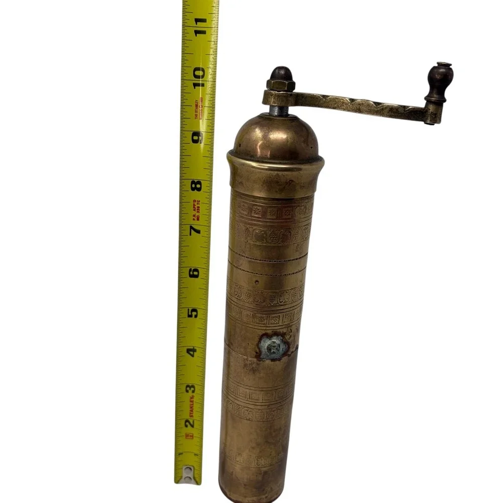 Vintage Atlas Brass Coffee Grinder Greek Turkish Spice Mill Hand Crank Greece